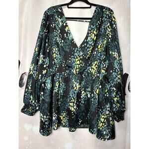 Torrid Satin Surplice Tie Cut Out Back Long Sleeve‎ Blouse 4X NWT Party Dressy
